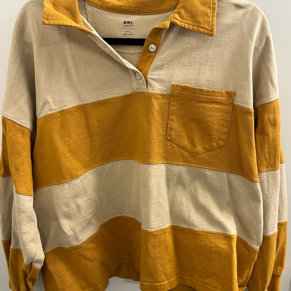 Madewell Mustard and Beige Rugby shirt